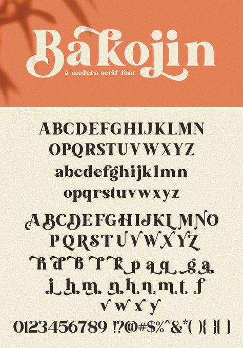 Bakojin Modern Serif Font Creative Lettering Fonts Graphic Design, Fun Serif Fonts, Serif Fonts Alphabet, 2023 Fonts, Dreamy Font, Lettering Fonts Alphabet, Alpha Bet, Serif Lettering, Typography Fonts Alphabet