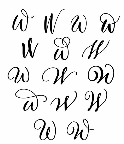 W Font Tattoo, W Initial Nails, Nails With Z Initial, W Tattoo Letter Initial, W Initial Tattoo, W Tattoo Letter, Alpha Fonts, Cursive W, Conchas Recipe