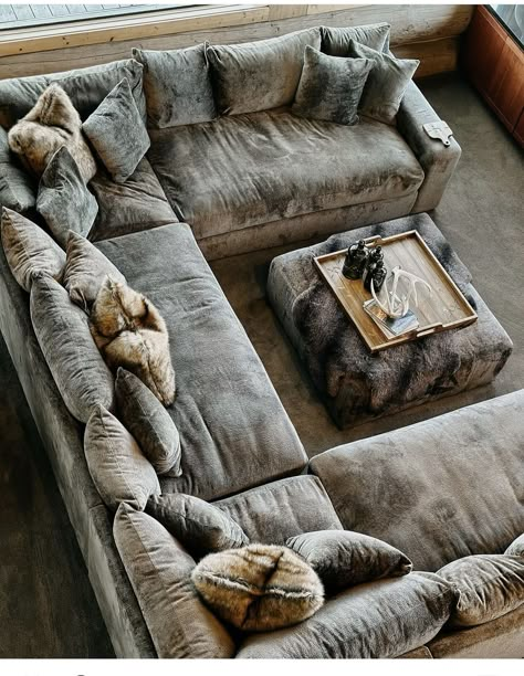 Big Family Sofa, Large Couches Living Room, Huge Sofa Living Room, Fluffy Sectional Couch, Big Comfy Sofa, Big Fluffy Couch, Oversized Couch Living Room, Comfy Couch Aesthetic, Big Cozy Couch