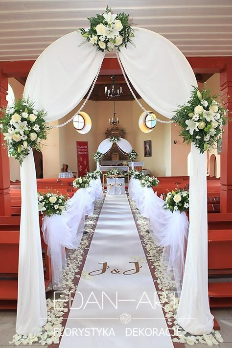 Wedding Entrance Decor Entryway, Church Wedding Decorations Aisle, Wedding Church Decor, White Wedding Decorations, Wedding Background Decoration, Wedding Entrance Decor, Church Wedding Decorations, Wedding Backdrop Decorations, Arch Decoration Wedding