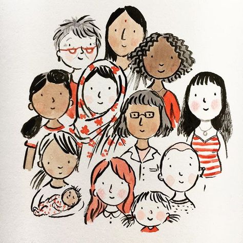 Here's to strong individual and independent women around the world 💪🏻💪🏼💪🏾#internationalwomensday 강아지 그림, Picture Books Illustration, Women Around The World, Arte Sketchbook, People Illustration, Sketchbook Inspiration, Independent Women, Childrens Illustrations, Children's Book Illustration