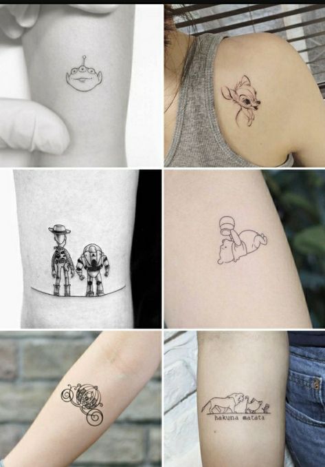 Fantasia Disney Tattoo, Best Friend Disney Tattoos, Disney Characters Tattoos, Disney Inspired Tattoos, Collage Tattoo, Tattoos Disney, Matching Tattoo Ideas, Maching Tattoos, Small Matching Tattoos