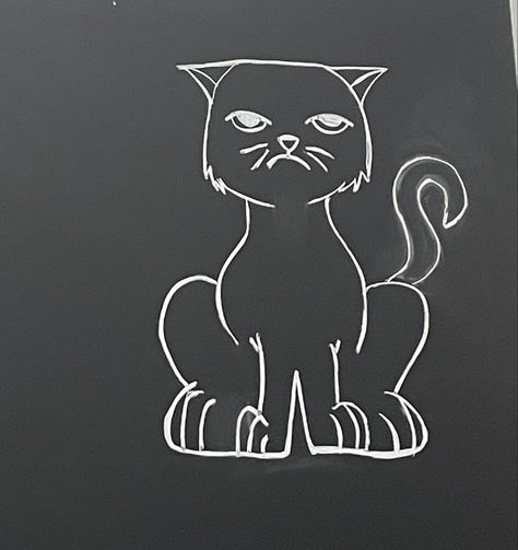 A cat who look very bored Chalk Ideas, Cat And Mouse, Chalk Drawings, A Cat, Chalkboard, Chalk, Home Decor Decals, Drawings, Quick Saves