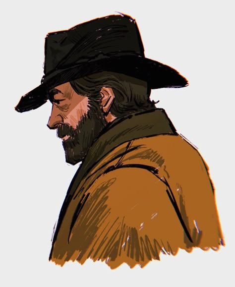 Cowboy Hat Reference, Red Dead Redemption Art, Side View Drawing, Midnight Cowboy, Profile Drawing, Lord Huron, The Last Of Us2, Red Dead Redemption Ii, Red Redemption 2