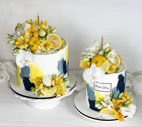 Positano Party, Dolce Vita Party, Lemon Birthday Cakes, Lemon Table Decor, Italian Birthday, Cake For Women, Cakes To Bake, Italian Party, Ice Cake