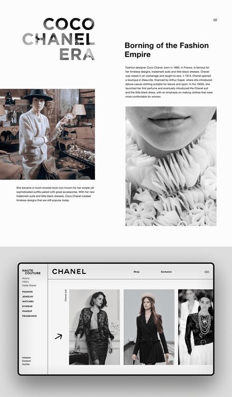 Chanel on Behance Chanel Aesthetic, First Perfume, Opening A Boutique, Fashion Project, Empire Style, How To Make Clothes, Project Photo, Ux Ui, Interface Design