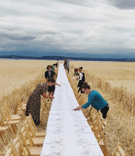 Outdoor Dinner Parties, Beautiful Tablescapes, Outdoor Dinner, Wheat Field, Supper Club, Long Table, Photo On Wood, Outdoor Entertaining, On Your Wedding Day