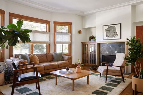 This San Francisco Edwardian Is a Master Class on How to Update an Old Home Without Stripping Its Character | Edwardian House Renovation, Small Scale Furniture, Victorian Living Room, Speak Spanish, Dining Room Wallpaper, Edwardian House, Compact Living, Multifunctional Furniture, Modern Sectional