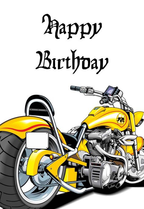 Happy Birthday Harley Davidson, Happy Birthday Biker, Printable Birthday Cards Free, Printable Birthday Cards, Motorcycle Birthday, Free Printable Birthday Cards, Printable Sports, Happy Birthday Man, Birthday Card Messages