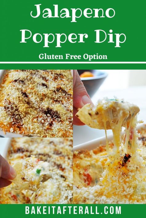 Jalapeno Popper Dip | You're Gonna Bake It After All Gluten Free Jalapeno Poppers, Jalapeno Popper Appetizer, Jalapeno Popper Dip Recipe, Gluten Free Dips, Breadcrumb Topping, Jalapeno Popper Recipes, Jalapeno Popper Dip, Vegetable Dips, Popper Dip