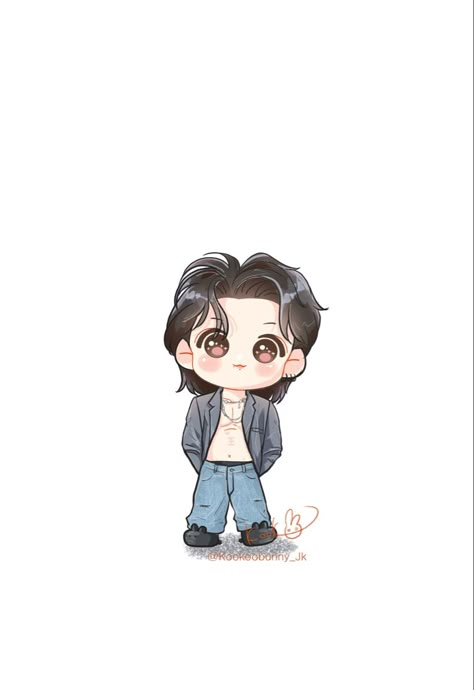 Jungkook Cartoon Wallpaper, Chibi Muscle, Jungkook Chibi Fanart, Cartoon Jungkook, Jungkook Animation, Jungkook Cartoon, Bts Chibi Jungkook Cute, Bts Chibi Ot7, Chibi Jungkook