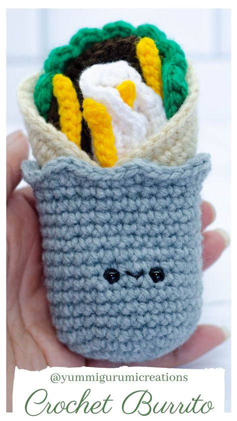 Crochet Burrito Free Pattern, Crochet Burrito, Amigurumi Yarn, 17 Feb, Kawaii Crochet, Le Crochet, All Craft, Crochet Gifts, Learn To Crochet