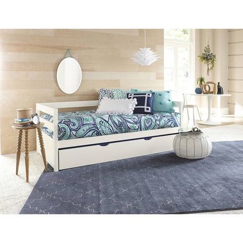 Hillsdale Caspian Twin Daybed with Trundle Bed, White - Walmart.com - Walmart.com Trundle Bed Ideas, White Daybed With Trundle, Daybed Trundle, Teen Girl Bedroom Ideas, White Daybed, Girl Bedroom Ideas, Beds For Small Rooms, Twin Daybed With Trundle, Twin Daybed