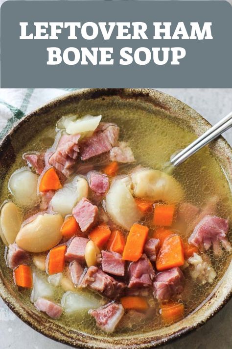 Leftover Hambone Soup, Leftover Hambone Recipes, Ham Soup Recipes Bones, Hambone Soup Recipes Crockpot, Ham Bone Soup Recipes Stove Top, Ham Soup With Ham Bone, Hambone Soup Recipes, Leftover Ham Bone Soup, Ham Bone Bean Soup