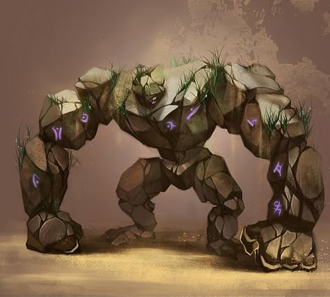 Stone Golem Art, Creature Fantasy, Dnd Monsters, Fantasy Creatures Art, Fantasy Monster, Mythical Creatures Art, Creature Concept Art, Fantasy Concept Art, Mystical Creatures