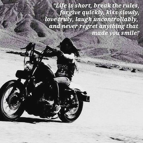 Life is short... #LiveFree #RideFree #NoFear #NoRegrets Rider Quotes, Bikers Quotes, Women Riding Motorcycles, Women Motorcycle Quotes, Riding Quotes, Bike Quotes, American Quotes, Biker Quotes, Motorcycle Quotes