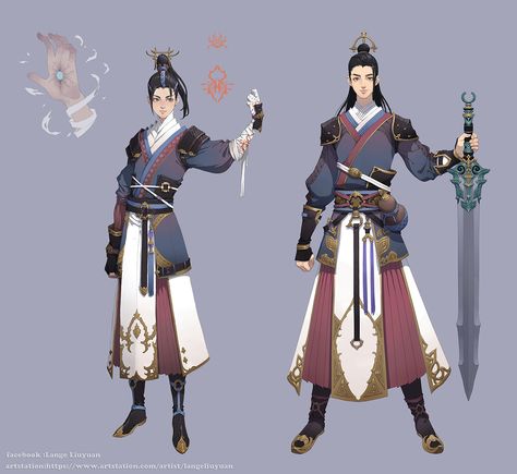 ArtStation - Character design, Liuyuan Lange Chinese Warrior, Semi Realism, Mode Kimono, Shadow Warrior, Chinese Art Girl, Japanese Characters, Samurai Art, Oc Ideas, Armor Concept