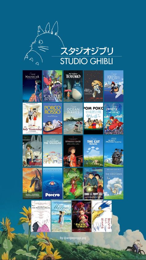 Studio Ghibli Checklist, Ghibli Checklist, Netflix Journal, Studio Ghibli Movie List, All Studio Ghibli Movies, Studio Ghibli Films, Disney Movies List, Studio Ghibli Poster, Good Animated Movies