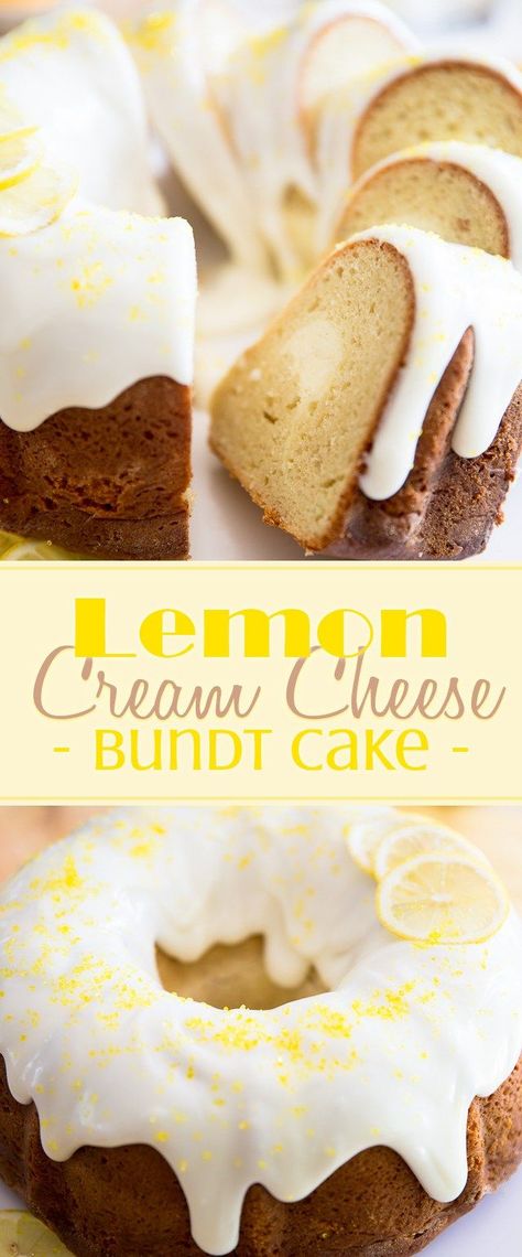 Cream Cheese Bundt Cake, Lemon Cream Cheese, Lemon Bundt Cake, Bundt Cake Pan, Pound Cakes, Cake Fillings, Kid Food, Lemon Cream, Bundt Cakes