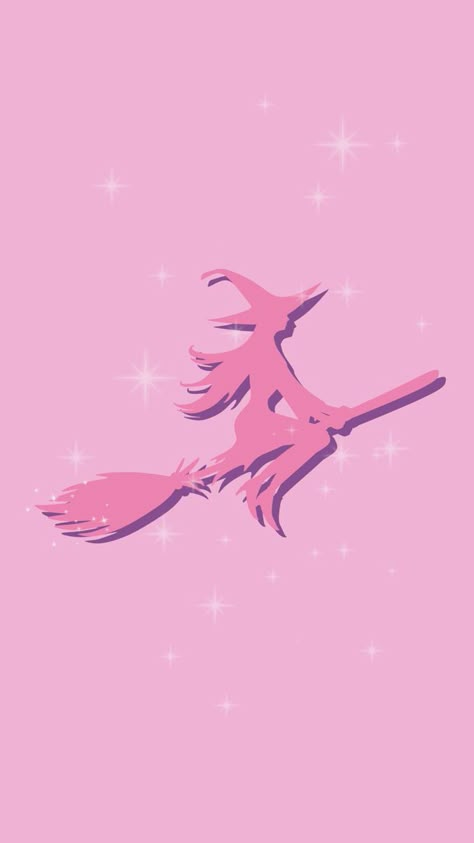 Pink witch silhouette flying on a broom with sparkles and pink background Witch Phone Background, Witch Flying On Broom, Halloween Phone Wallpaper, Halloween Widget, Pink Witch, Witch Wallpaper, Witch Flying, Halloween Wallpaper Iphone Backgrounds, Halloween Wallpaper Backgrounds