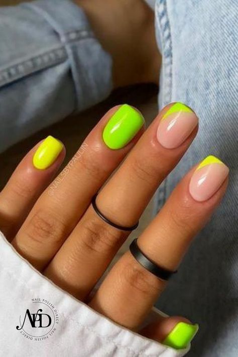 Summer Nail Polish Designs, Neon Gel Nails Short Summer, Artist Nails Design, Bright Colour Nails, Light Nails Design, Neon Gel Nails, Short Neon Nails, Subtle Pride Nails, Neon Manicure