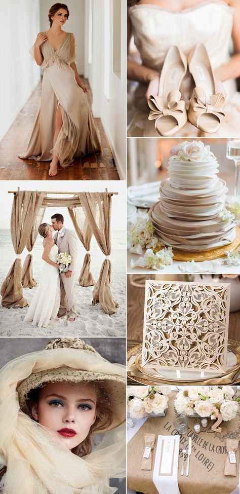 tropical elegant beige wedding color ideas with invitations Beige Wedding Theme, Wedding Themes Ideas, Wedding Invitations Ideas, Boho Wedding Colors, Wedding Color Ideas, Lights Wedding Decor, Invitations Ideas, Yosemite Wedding, Beige Wedding