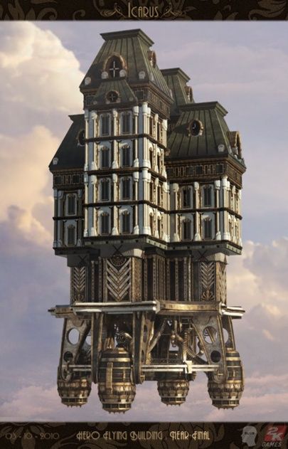 from BioShock Infinite Columbia Bioshock, Steampunk Architecture, Dream Architecture, Bioshock Art, Steampunk City, Infinite Art, Bioshock Infinite, Building Concept, Building Art