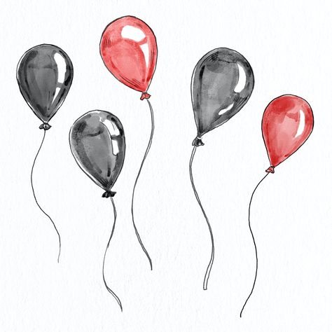 Party balloons psd hand drawn design element | premium image by rawpixel.com / ton Gothic Watercolor, Balloon Drawing, Fun Drawings, Watercolor Birthday, Hand Drawn Design, Party Balloons, Birthday Balloons, Design Element, Cool Drawings