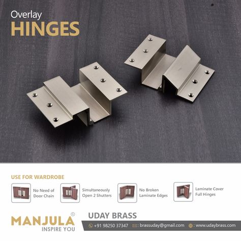 The Best Hinges for Wardrobe Doors – MANJULA #UdayBrass #Manjula #OverlayHinges #WardrobeHinges Wardrobe Hinges, Overlay Hinges, Door Chains, Brass Hinges, Digital News, Fitted Furniture, Wardrobe Doors, Brass Door, Shop Interiors