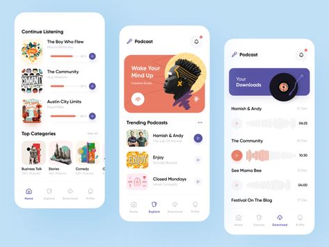 Podcast App Design by Sajon for Orix Agency on Dribbble Podcast App Design, Podcast App, Austin City Limits, Mind Up, Mobile App Ui, Music App, App Ui Design, Ui Elements, User Interface Design