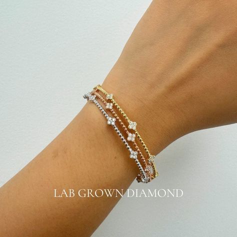 AVIRJewelryNY - Etsy Designer Diamond Bangles, Diamond Loose Bracelet, Real Diamond Bangles Designs, Diamond Bangles Designer Latest, White Gold Bangle, Diamond Bracelet Design, Hexagon Diamond, Flower Cluster, Diamond Bangles Bracelet