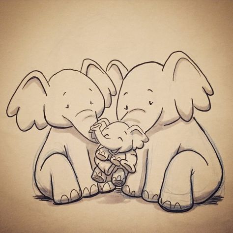 66 Likes, 5 Comments - Christina Jose (@smalls_art) on Instagram: “Had to take a little break last week and get some R&R, hence the lack of posts. Now it's time to…” Elephant Family Drawing, Elephant Family Art, Elephant Family Tattoo, Baby Elephant Drawing, Tattoo Elephant, Elephant Pictures, Elephant Illustration, Baby Elefant, Elephant Drawing