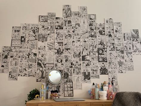 Manga Wall Bedroom, Manga Wall Room, Manga Wall Decor, Green Room Ideas Bedroom, Sugar Sugar Rune, Photo Walls Bedroom, Tape Wall, Manga Wallpaper, Manga Wall