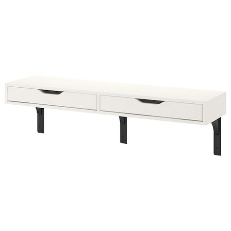 EKBY ALEX / EKBY VALTER Shelf with drawer - white, black - IKEA Ikea Wall Shelves, Wall Shelf With Drawer, Ikea Ekby, Wall Shelf Unit, Ikea Wall, Ikea Ireland, Ikea Lack, Wall Shelves & Ledges, Plastic Foil