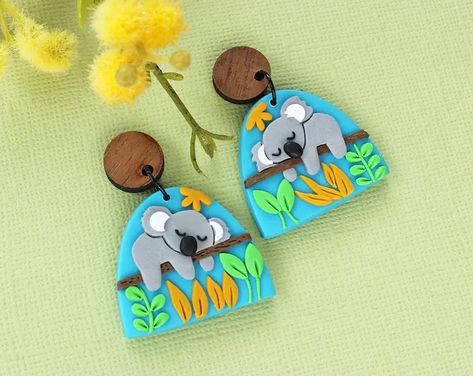 Animals Polymer Clay, Koala Earrings, Clay Products, Australian Wildlife, Clay Jewellery, Gift Diy, Australian Animals, Earrings Polymer Clay, Wildlife Nature