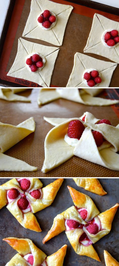 Raspberry Cream Cheese Pastries Cream Cheese Pastries, Cheese Pastries, Cream Cheese Pinwheels, Raspberry Cream Cheese, Cream Cheese Pastry, Cheese Pastry, Raspberry Cream, Pretty Dessert, Monkey Bread