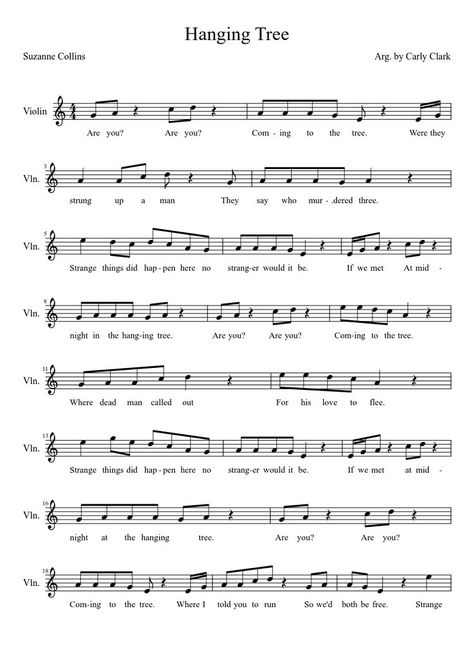 Hanging tree- hunger games Violin Music Sheets Popular, Fiddle Music, Music Violin, Cello Sheet Music, Piano Notes Songs, Trumpet Sheet Music, Violin Songs, Clarinet Music, Note Music