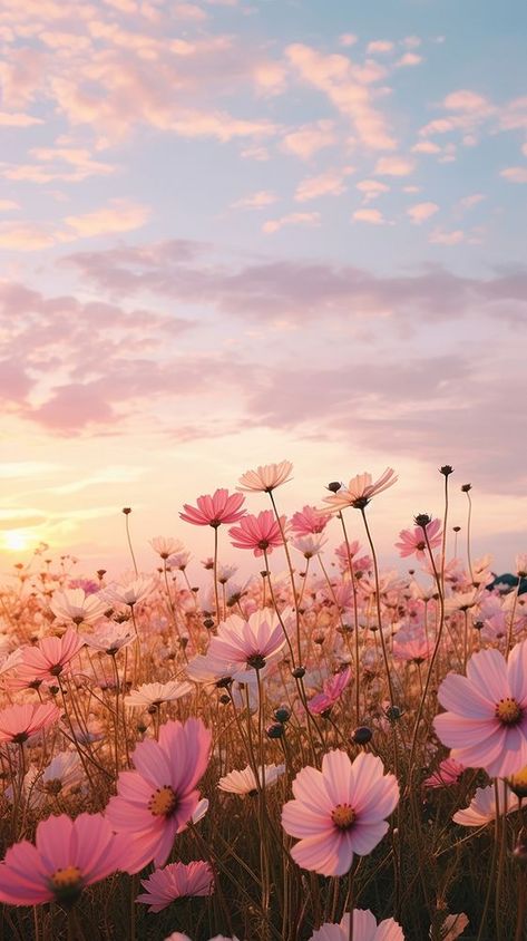 Landscape field of flowers outdoors blossom nature. | premium image by rawpixel.com / Miiruuku Fields Of Flowers Photography, Very Pretty Flowers, Aesthetic Flower Fields, Aesthetic Wallpaper Spring Vibes, Fields Of Wildflowers, Pink Flower Field Aesthetic, Asthetic Pics Wallpaper, Pink Nature Aesthetic, Pastel Flowers Wallpaper