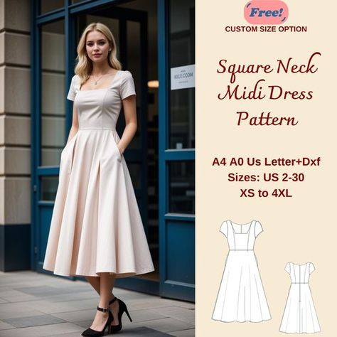 Modest Dresses Patterns, Work Dress Sewing Pattern, Semi Formal Dress Patterns, One Size Fits All Dress Pattern, Sewn Dress Pattern, Fall Dress Sewing Pattern, Sew Your Own Dress, Midi Dress Pattern Sewing, Modest Dress Patterns Sewing