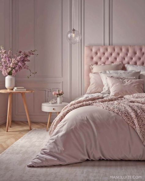 Here's a guide to incorporating dusty pink into your bedroom decor with 35 modern bedroom decor ideas to surprise you! #pinkbedroom #interior Ideas for: light pink bedrooms, grey and pink bedroom ideas, blue and pink bedroom, green and pink bedroom, pink bedroom aesthetic, white and pink bedroom, pink bedroom ideas, black and pink bedroom, girly pink bedroom, pink bedroom decor, sage green and pink bedroom, blush pink bedroom, dusty pink bedroom. Bedroom Ideas Black And Pink, Bedroom Dusty Pink, Bedroom Green And Pink, Bedroom Decor Sage Green, Bedroom Blush Pink, Grey And Pink Bedroom Ideas, Adult Pink Bedroom, Sage Green And Pink Bedroom, Black And Pink Bedroom