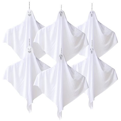 PRICES MAY VARY. 6 Pack Halloween Hanging Ghost Decorations: This set includes 6 spooky and whimsical flying ghost ornaments made of high-quality fabric, perfect for creating a haunting atmosphere in your outdoor front yard, porch, patio, lawn, garden, trees, or even indoors at the office. Durable and Weather-Resistant: The fabric material used for these ghost decorations is durable and weather-resistant, ensuring they withstand outdoor conditions and last throughout the Halloween season. Each g Diy Hanging Ghosts Outdoor, Small Hanging Ghosts Diy, Ghost Hanging From Tree Diy, Tree Ghosts Hanging Diy, Halloween Hanging Ghost, Halloween Hanging Decorations, Flying Ghost, Hanging Ghosts, Independence Day Decoration