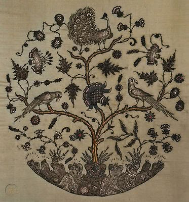 ANTIQUE METALLIC & SILKWORK EMBROIDERY PERSIAN / INDIAN - STUMPWORK TREE of LIFE | #246088268 Persian Tree Of Life, Persian Embroidery Patterns, Embroidery Tree Of Life, Tree Of Life Embroidery Pattern, Persian Motifs Pattern Design, Kashmiri Embroidery Motifs, Indian Embroidery Patterns, Tree Of Life Embroidery, Persian Embroidery