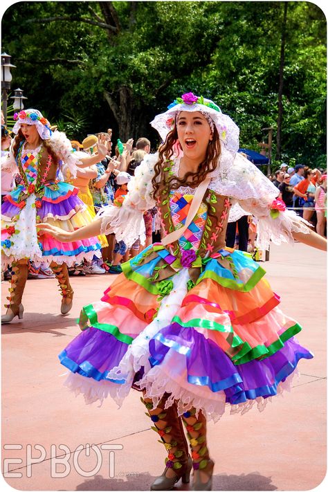 (EPBOT) Tavern Maids, dancing along with the Tangled unit! LOVE the costumes in this parade! Disney Parade Costumes, Fantasy Festival Key West Costumes, Festival Of Fantasy Parade Costumes, Rapunzel Run Disney Costume, Pascale Costume Tangled, Parade Costumes, Festival Of Fantasy Parade, Theme Park Outfits, Disney Parade