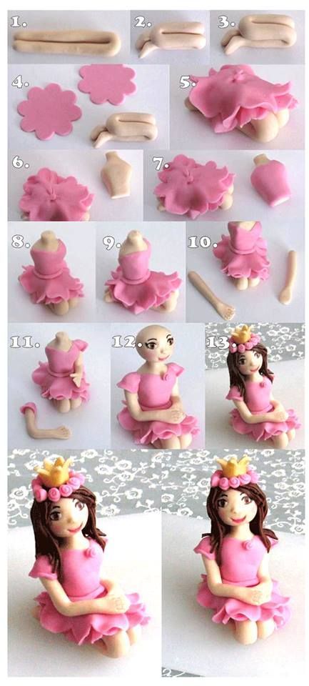 Fondant Girl, Fondant People, Fondant Figures Tutorial, Ballerina Cakes, Fondant Animals, Cake Topper Tutorial, Fairy Cakes, Fondant Cake Toppers, Fondant Tutorial