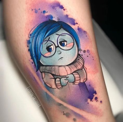 Inside Out Tattoo Disney, Inside Out Tattoo, Watercolor References, Colour Tattoos, Tattoo 2024, Disney Tattoo, Tattoo Desings, Disney Tattoos, Monsters Inc