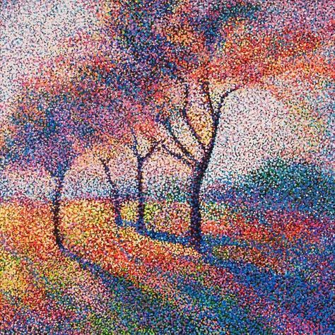 Pointilism Art Ideas, Pointilism Art, Pointalism Art, Dotted Drawings, Stippling Art, Posca Art, 수채화 그림, Dot Art Painting, Sunset Painting