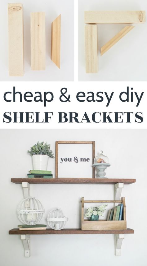 These cute diy wood shelves are incredibly cheap and easy to make in an hour or less. You can buy for a whole pile of those diy shelf brackets for just a couple of bucks and have your shelves finished and hung before you know it. Get the simple step-by-step tutorial today. Diy Wall Shelf Easy Cheap, Shelf Bracket Ideas, Diy Shelves Easy, Cheap Shelves, Diy Shelf Brackets, Easy Shelves, Wood Shelf Brackets, Diy Shelf, Diy Wood Shelves