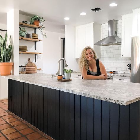 I added vertical shiplap to my kitchen island. Shiplap Island, Black Shiplap, Kitchen Island Designs, Awesome Kitchens, Vertical Shiplap, Magnolia Kitchen, Shiplap Kitchen, Faux Shiplap, Kitchen Clean