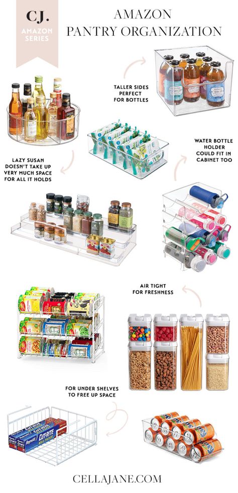 Ikea Desk Hack, Small Pantry Organization, Organized Pantry, Pantry Organisation, Clear Bins, Cella Jane, Kabinet Dapur, House Organisation, Small Pantry