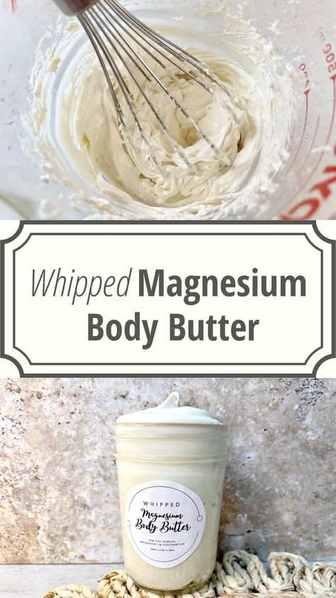 Whipped Magnesium Body Butter, Magnesium Butter Recipe, Castor Oil Body Butter, Magnesium Body Butter Recipe, Magnesium Butter, Magnesium Body Butter, Diy Body Butter Recipes, Coffee Scrub Recipe, Diy Lotions